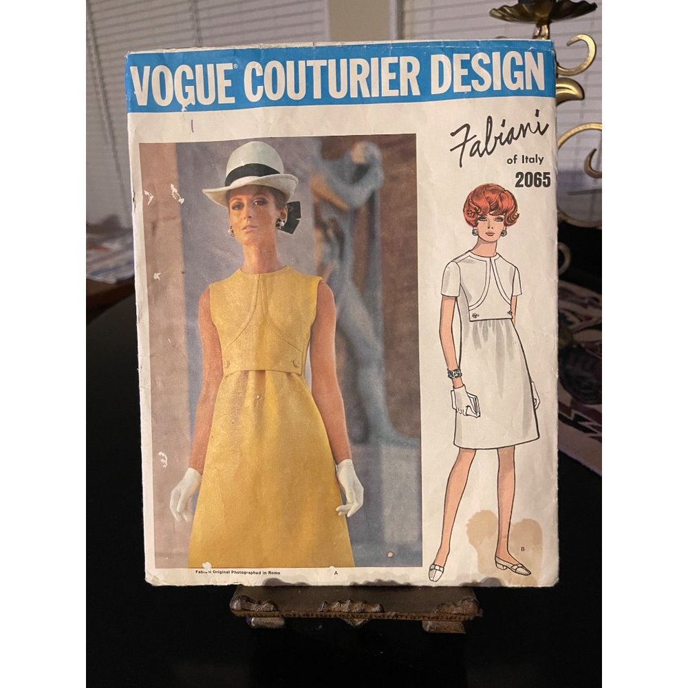 Vintage Vogue Couturier Design Alberto Fabiani Dress Pattern #2065 Size 12